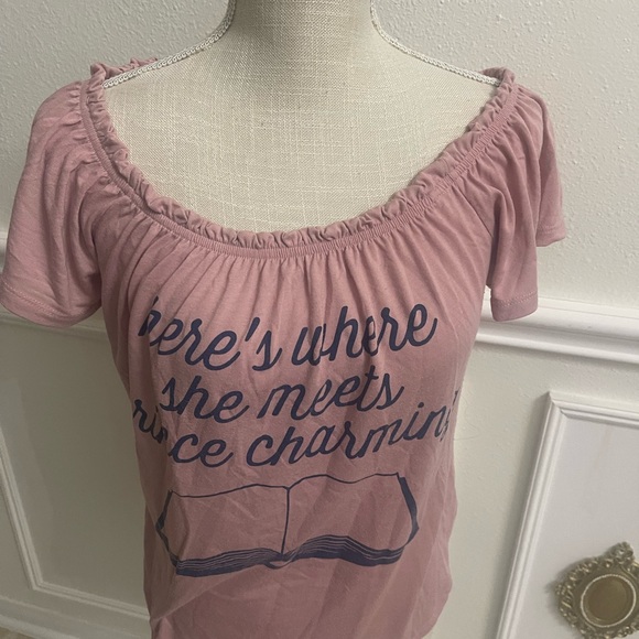 🛍️3/$25 SALE🛍️ Disney Pink Off-Shoulder Beauty & the Beast - Picture 6 of 12
